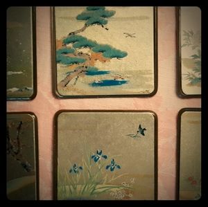 Vintage Retro Japanese Gold Vinyl  Coasters